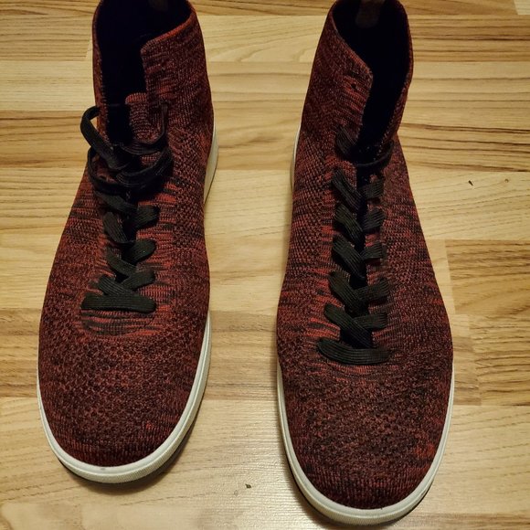 Zara Men Red Technical Fabric high top Sneakers - Picture 1 of 5